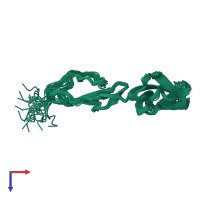 PDB entry 4b2s coloured by chain, ensemble of 20 models, top view.