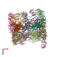 PDB entry 4b2t coloured by chain, top view.