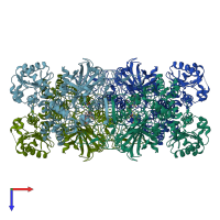 PDB entry 4b2y coloured by chain, top view.
