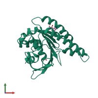 PDB entry 4b35 coloured by chain, front view.