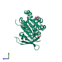 PDB entry 4b35 coloured by chain, side view.