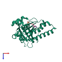 PDB entry 4b35 coloured by chain, top view.