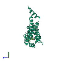 PDB entry 4b3a coloured by chain, side view.