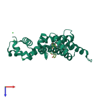 PDB entry 4b3a coloured by chain, top view.