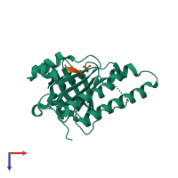 PDB entry 4b3b coloured by chain, top view.