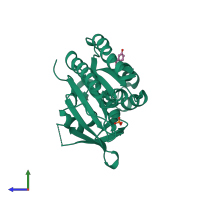 PDB entry 4b3c coloured by chain, side view.