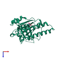 PDB entry 4b3c coloured by chain, top view.