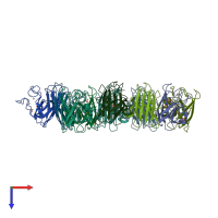 PDB entry 4b3e coloured by chain, top view.