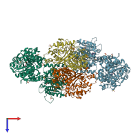 PDB entry 4b3h coloured by chain, top view.