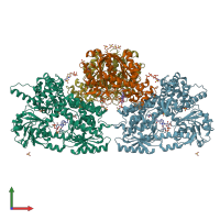 PDB entry 4b3j coloured by chain, front view.