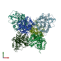 PDB entry 4b3l coloured by chain, front view.