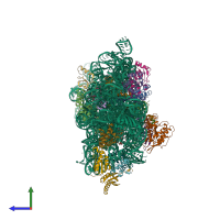 Hetero 23-meric assembly 1 of PDB entry 4b3s coloured by chemically distinct molecules, side view.