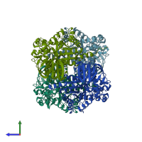 PDB entry 4b3z coloured by chain, side view.