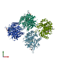 PDB entry 4b42 coloured by chain, front view.