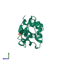 PDB entry 4b49 coloured by chain, side view.