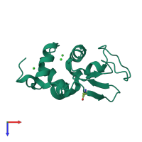 PDB entry 4b49 coloured by chain, top view.