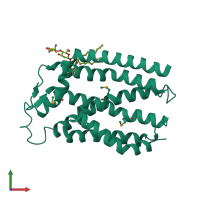 PDB entry 4b4a coloured by chain, front view.