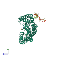 PDB entry 4b4a coloured by chain, side view.