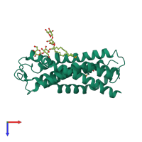 PDB entry 4b4a coloured by chain, top view.