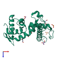 PDB entry 4b4c coloured by chain, top view.