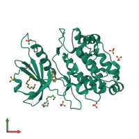 PDB entry 4b4l coloured by chain, front view.