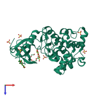 PDB entry 4b4l coloured by chain, top view.