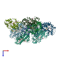 PDB entry 4b4o coloured by chain, top view.