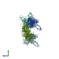 PDB entry 4b4z coloured by chain, side view.