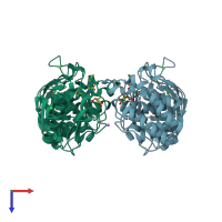 PDB entry 4b52 coloured by chain, top view.