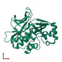 PDB entry 4b55 coloured by chain, front view.