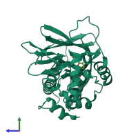 PDB entry 4b55 coloured by chain, side view.