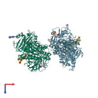PDB entry 4b56 coloured by chain, top view.