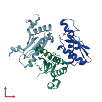 PDB entry 4b5c coloured by chain, front view.