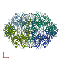 PDB entry 4b5k coloured by chain, front view.