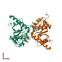 PDB entry 4b5p coloured by chain, front view.