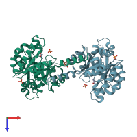PDB entry 4b5s coloured by chain, top view.
