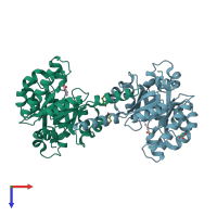 PDB entry 4b5t coloured by chain, top view.