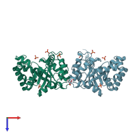 PDB entry 4b5x coloured by chain, top view.