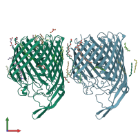 PDB entry 4b61 coloured by chain, front view.