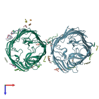 PDB entry 4b61 coloured by chain, top view.