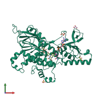 PDB entry 4b65 coloured by chain, front view.