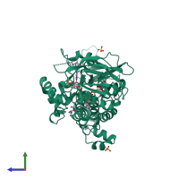 PDB entry 4b67 coloured by chain, side view.