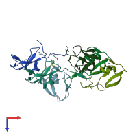 PDB entry 4b6d coloured by chain, top view.