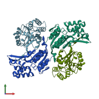 PDB entry 4b6j coloured by chain, front view.