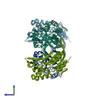PDB entry 4b6j coloured by chain, side view.
