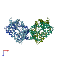 PDB entry 4b6j coloured by chain, top view.