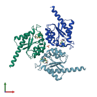 PDB entry 4b6s coloured by chain, front view.