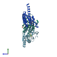 PDB entry 4b6s coloured by chain, side view.