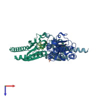 PDB entry 4b6s coloured by chain, top view.