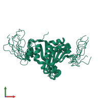 PDB entry 4b6v coloured by chain, ensemble of 10 models, front view.